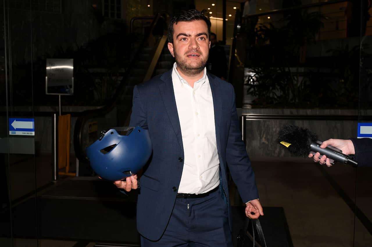 Former Federal Labor Senator Sam Dastyari leaves the Independent Commission Against Corruption hearing in Sydney.