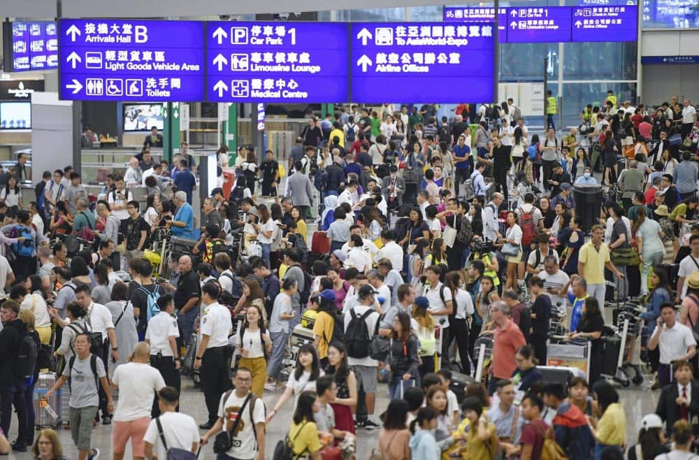 Hong Kong's international airport is crowded on Sept. 1, 2019