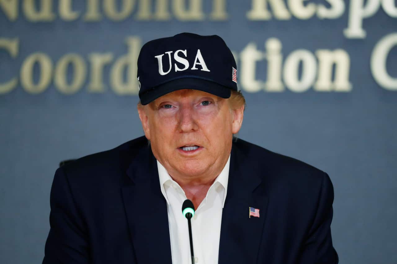 President Donald Trump speaks at the Federal Emergency Management Agency (FEMA), Sunday, Sept. 1, 2019, in Washington. (AP Photo/Jacquelyn Martin)