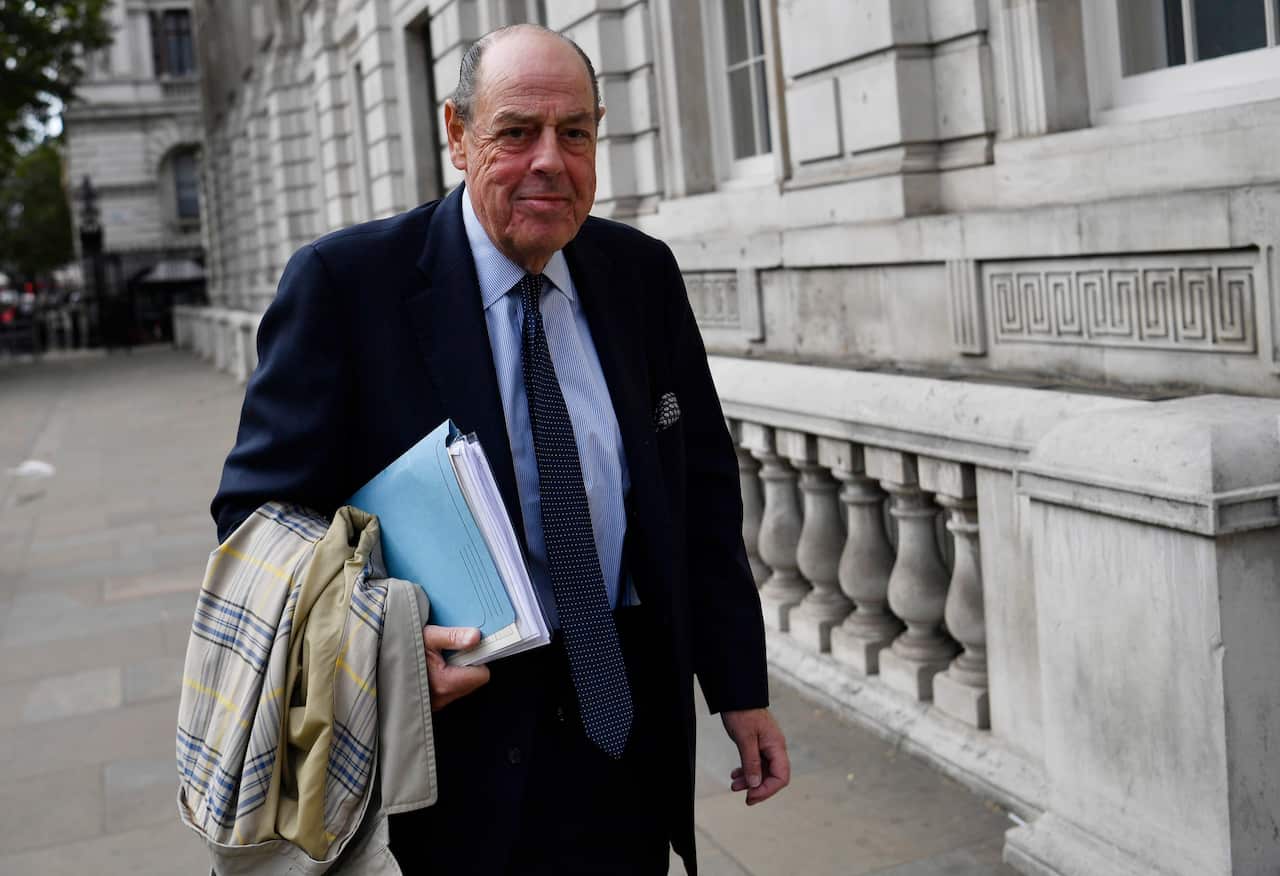 Conservative MP Nicholas Soames arrives at the cabinet office in London.
