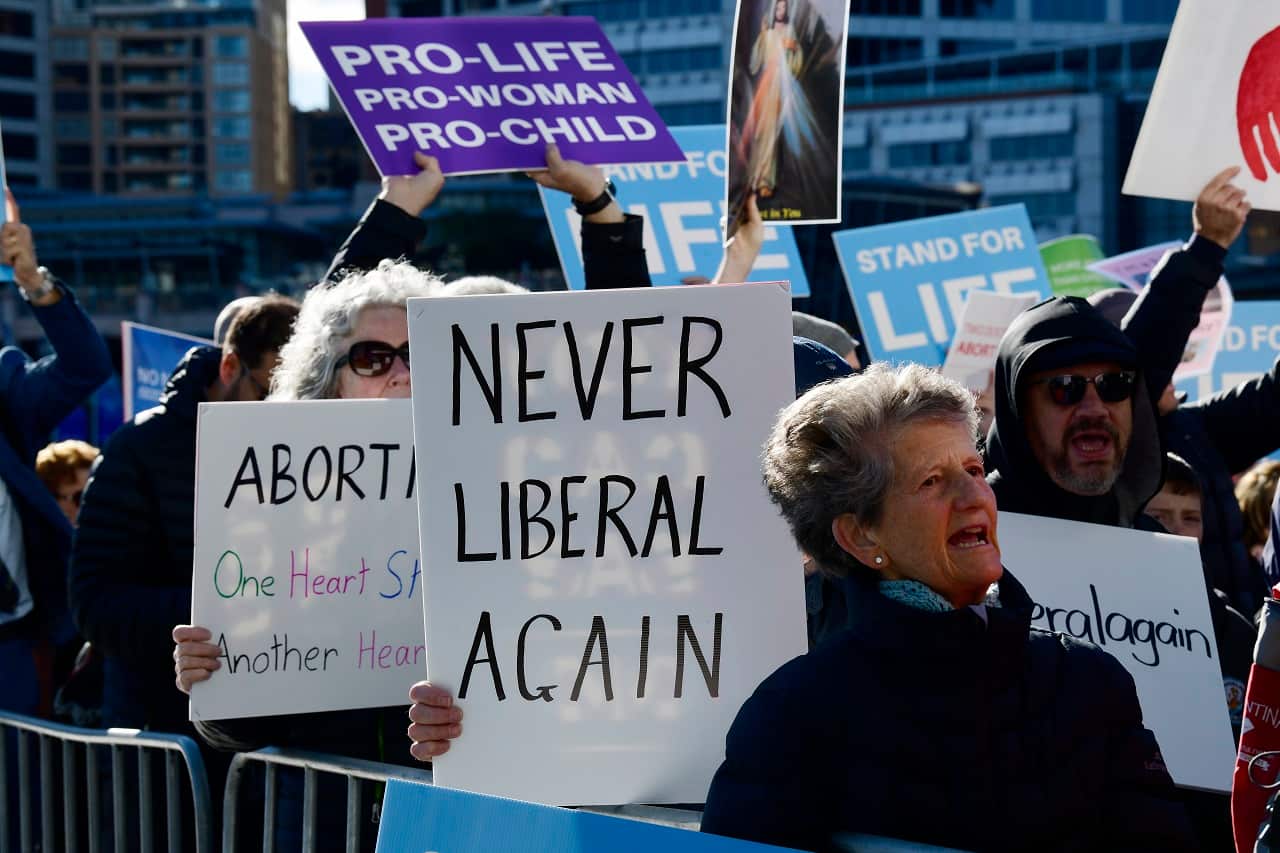 Protester at the International Convention Centre on Saturday. 