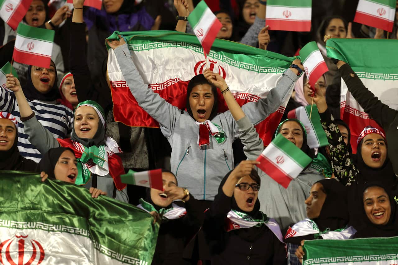 In a rare move, authorities allowed a select group of women into Teheran's Azadi stadium to watch a mens soccer match in 2016. 