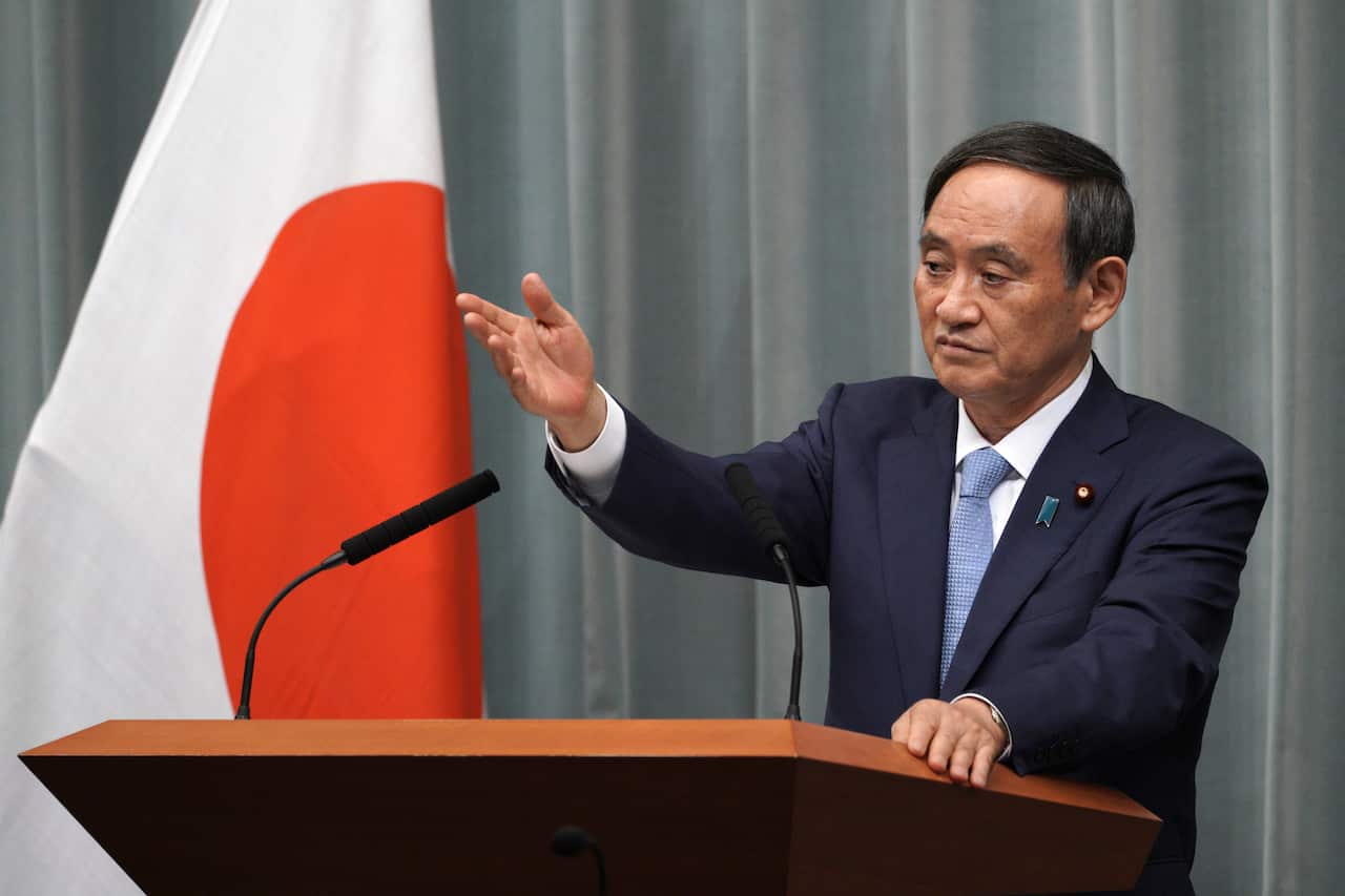 Japan's Chief Cabinet Secretary Yoshihide Suga speaking this week.