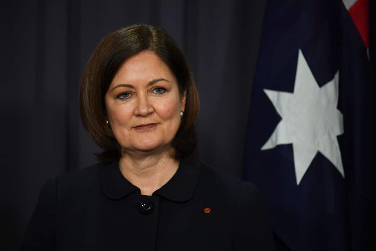 Liberal Senator Sarah Henderson speaks during a press conference at Parliament House in Canberra.