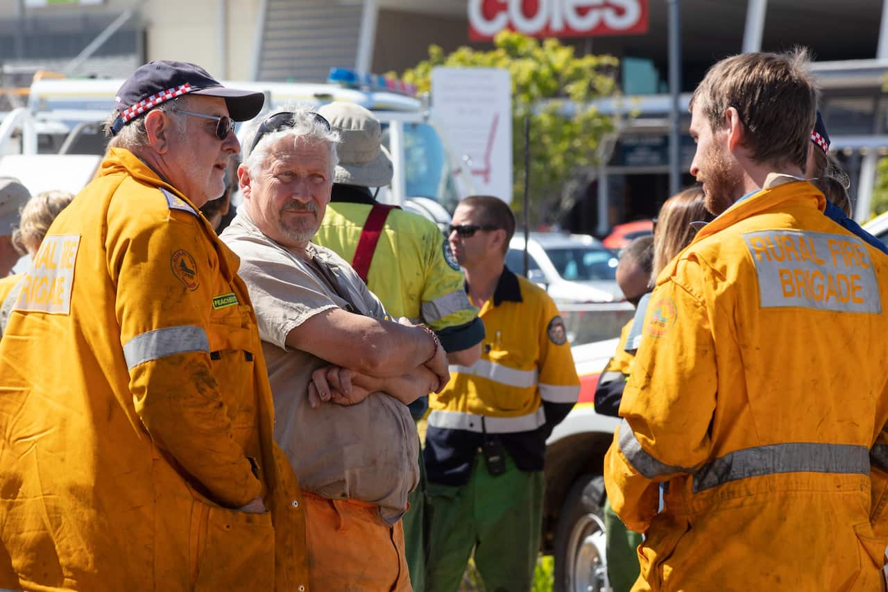 Rural firefighters recouperate at Peregian Springs, Queensland.
