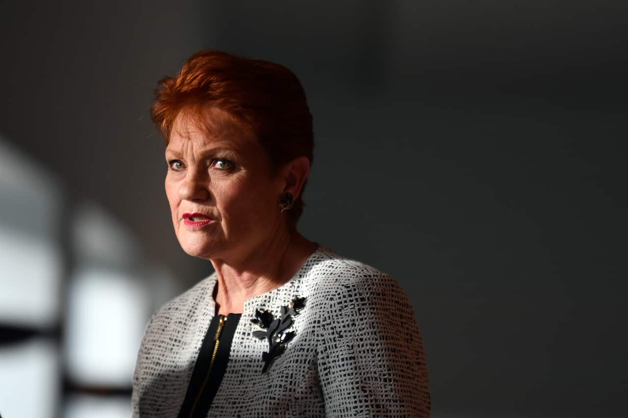 One Nation leader Senator Pauline Hanson arrives at a press conference at Parliament House in Canberra, Tuesday, September 17, 2019. (AAP Image/Mick Tsikas) NO ARCHIVING