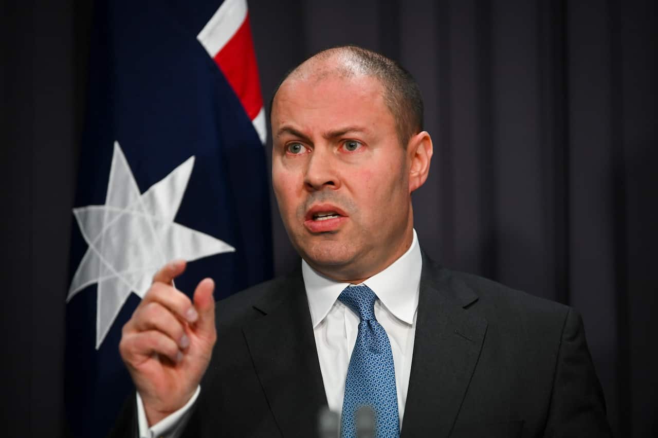 Treasurer Josh Frydenberg speaks during a press conference.