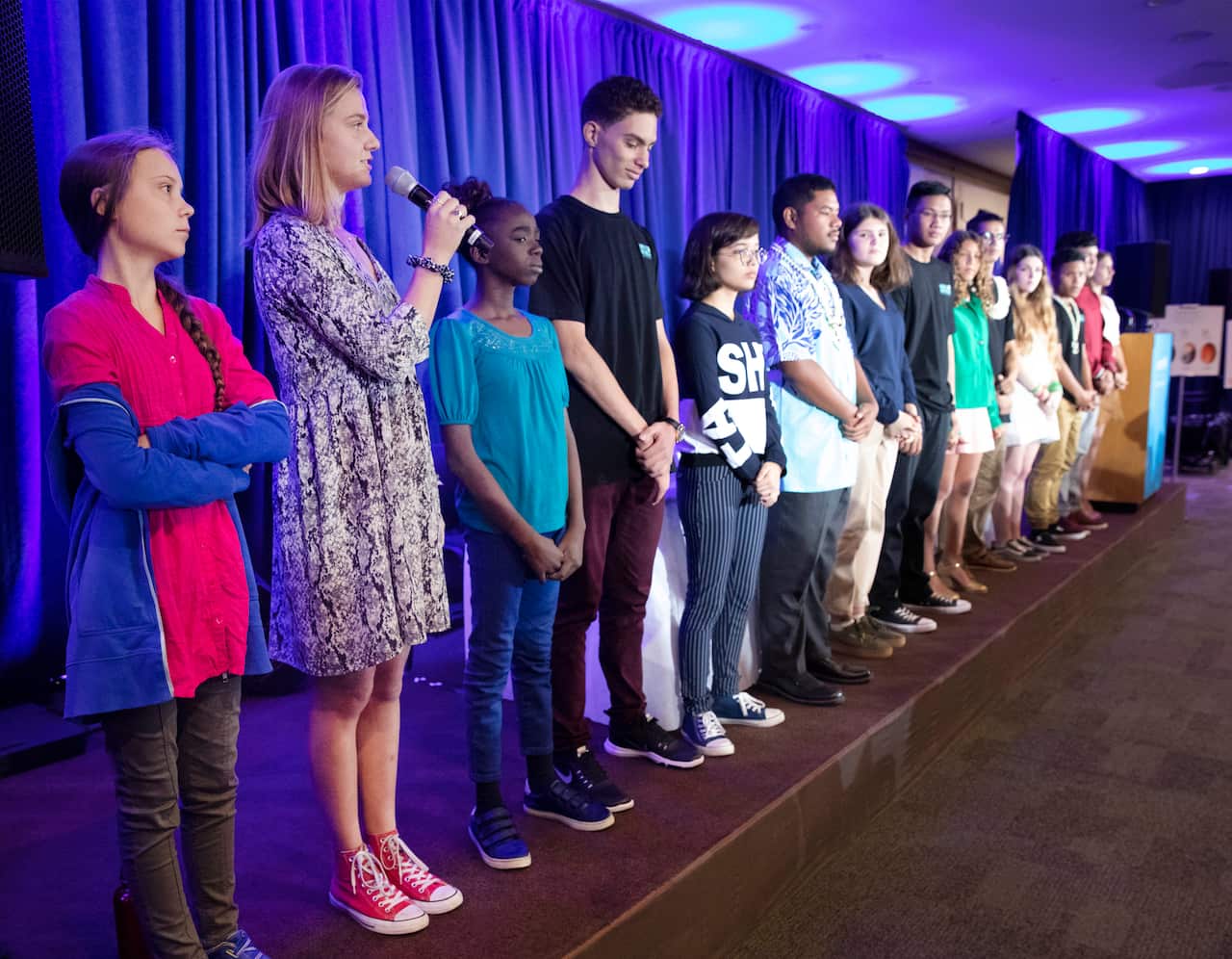 Child petitioners announce a complaint they will file before the United Nations Committee.