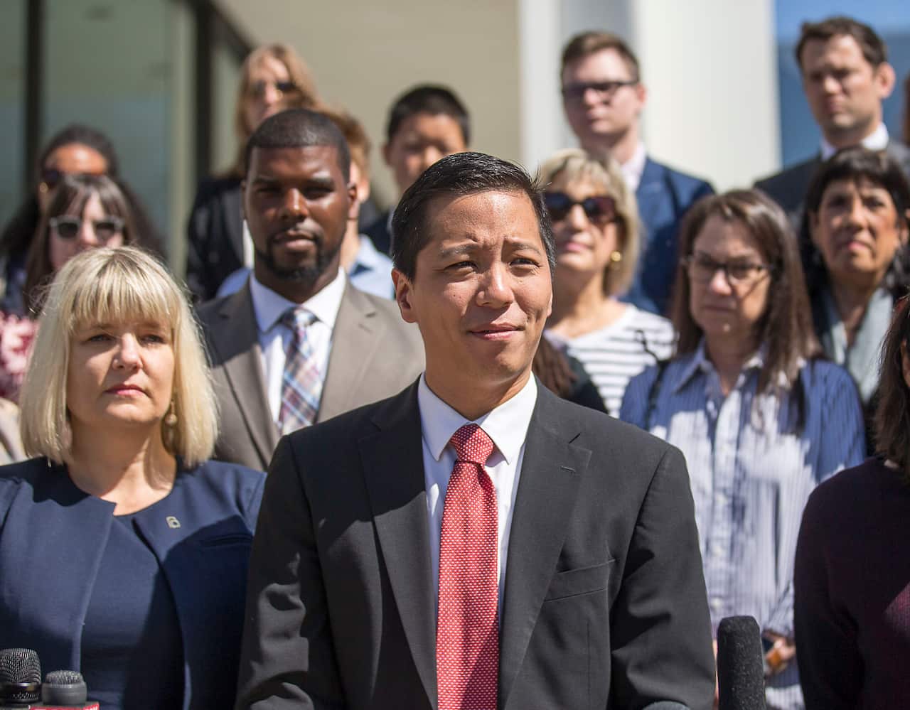 Abortion supporters, including Planned Parenthood Southeast president and CEO Staci Fox with Georgia American Civil Liberties' Union Atty Sean Young