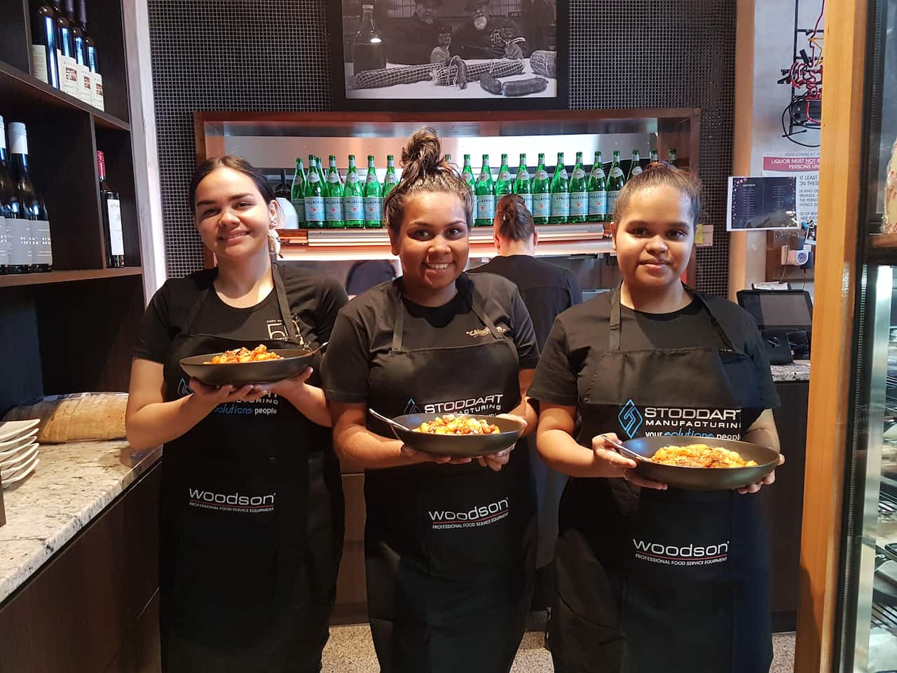 South Australian Aboriginal hospitality students Aislin Aspel, Shakaya Walsh and Leesha Goldsmith. 