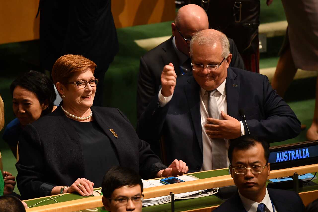 Minister for Foreign Affairs Marise Payne and Prime Minister Scott Morrison in New York.