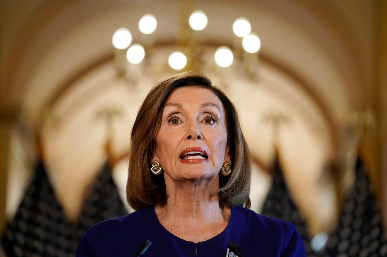House Speaker Nancy Pelosi reads a statement announcing a formal impeachment inquiry into US President Donald Trump.