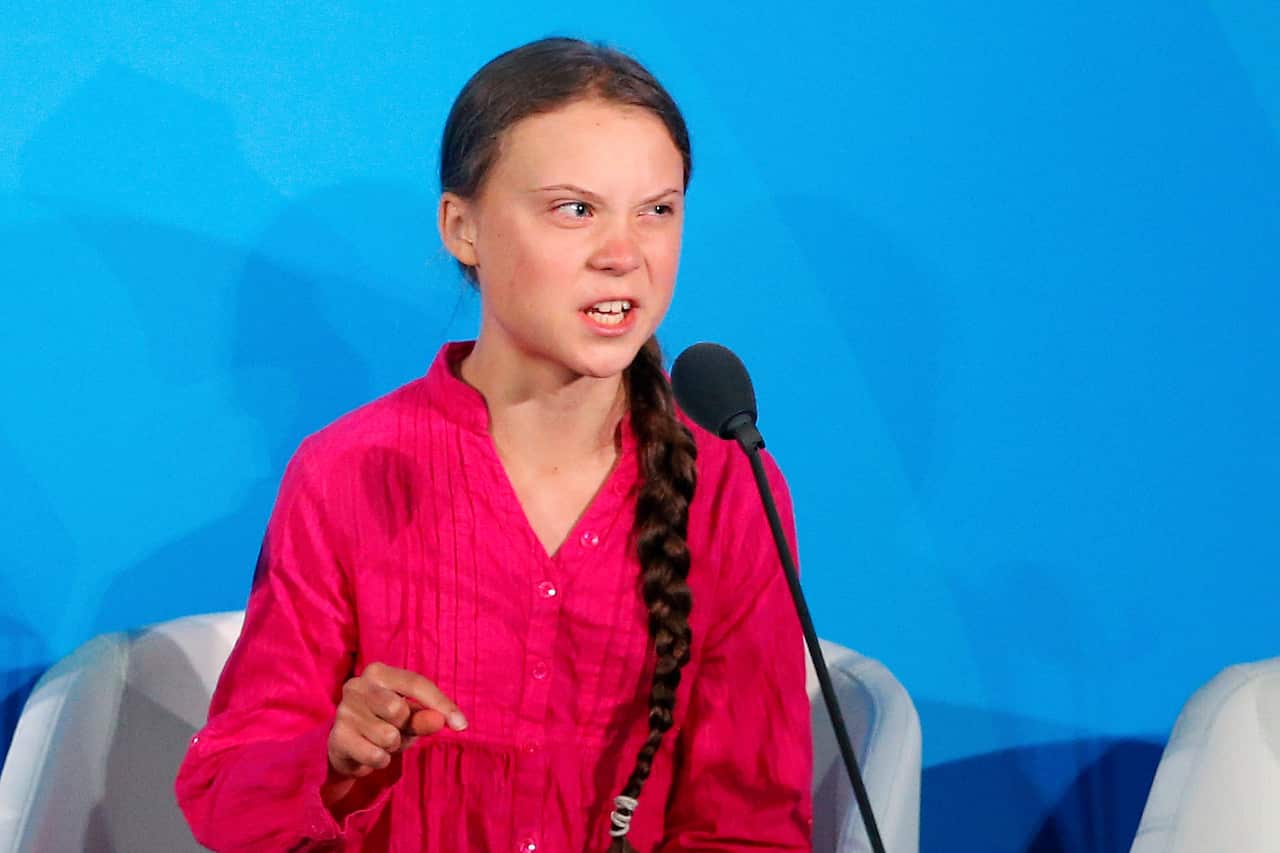 Greta Thunberg addresses the UN Climate Action Summit.
