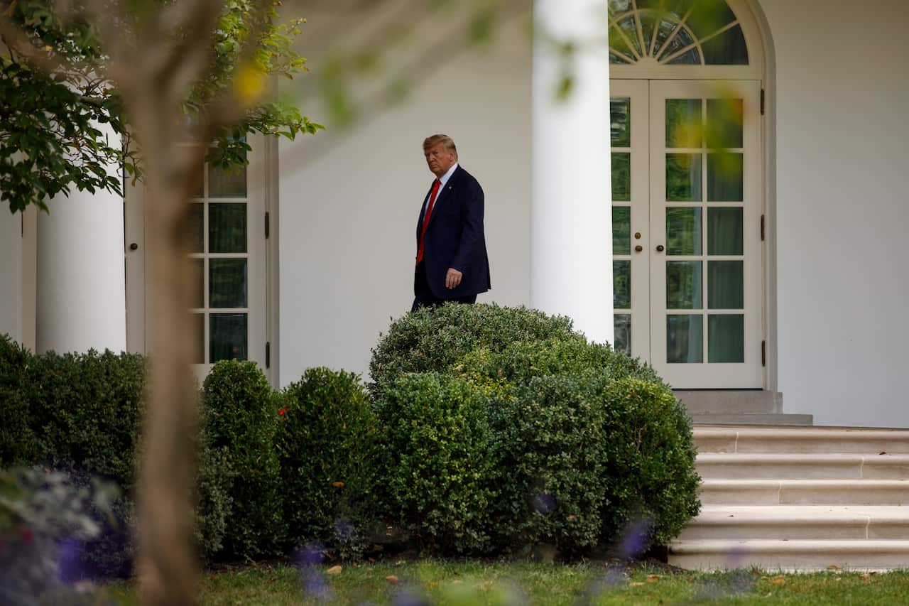 President Donald Trump walks to the Oval Office of the White House in Washington, Thursday, Sept. 26, 2019, as he returns from attending the United Nations General Assembly in New York. (AP Photo/Carolyn Kaster)