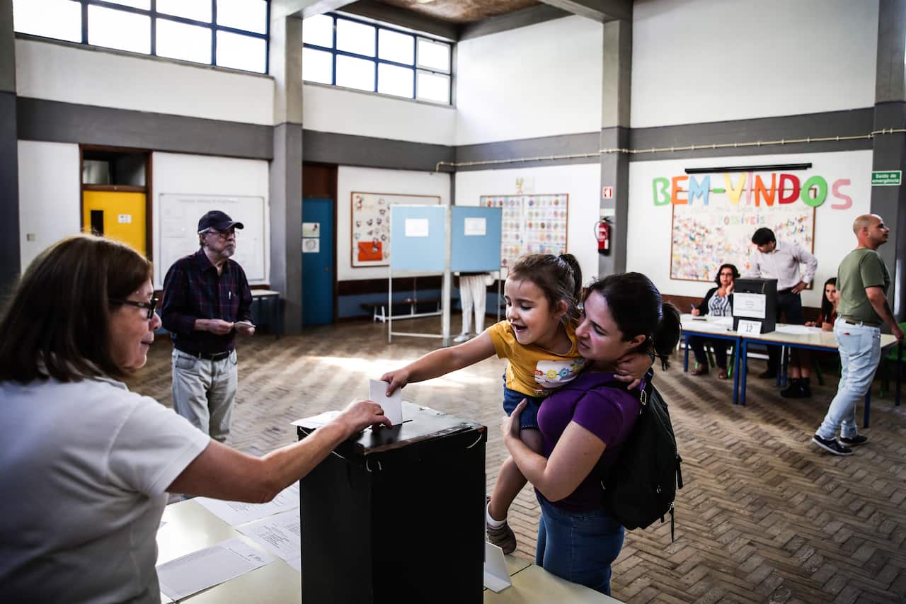 People vote for the legislative elections, in Lisbon, Portugal.