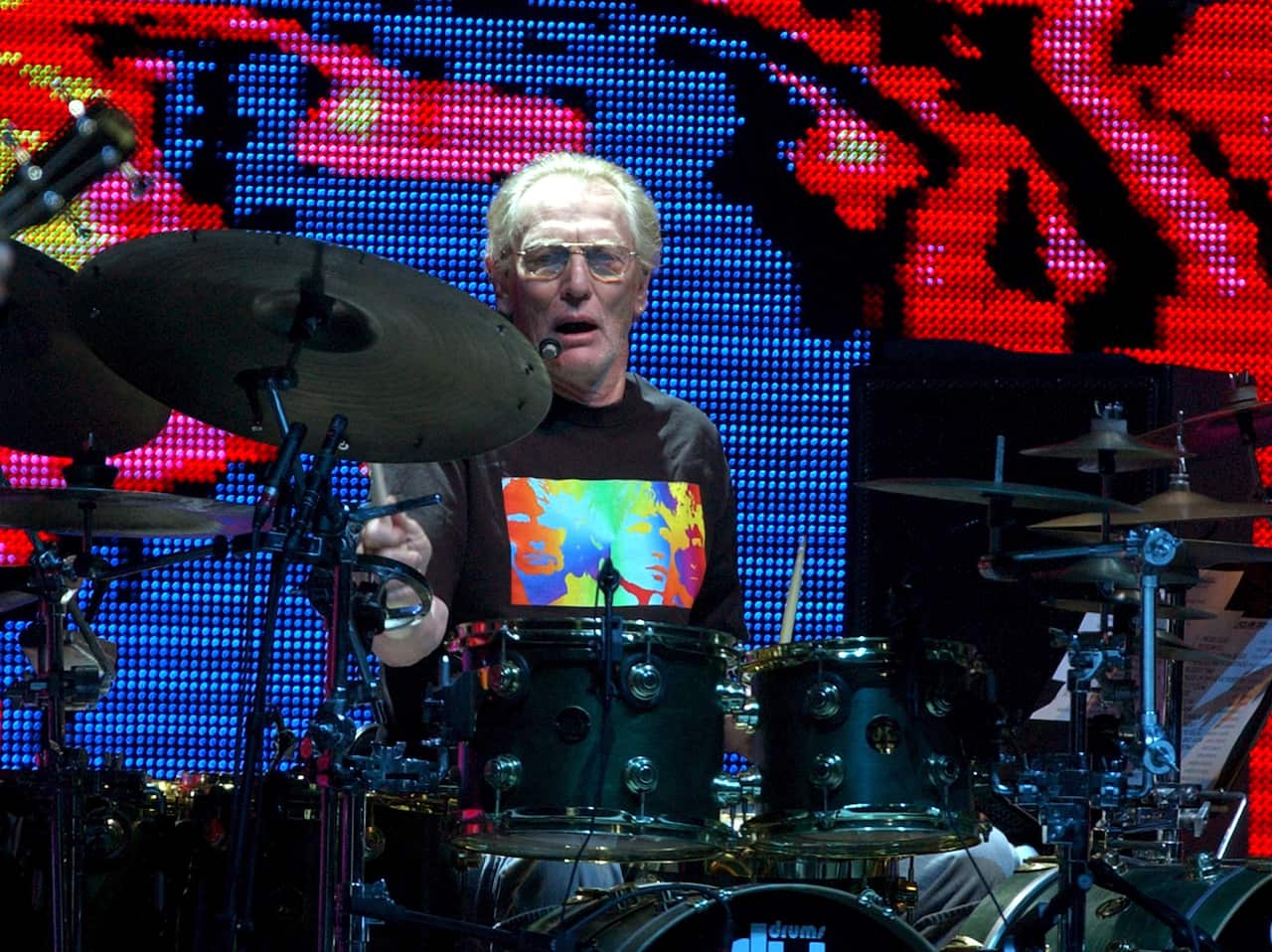 Drummer Ginger Baker performs during a reunion of Cream, at Madison Square Garden in New York,  October 2005.