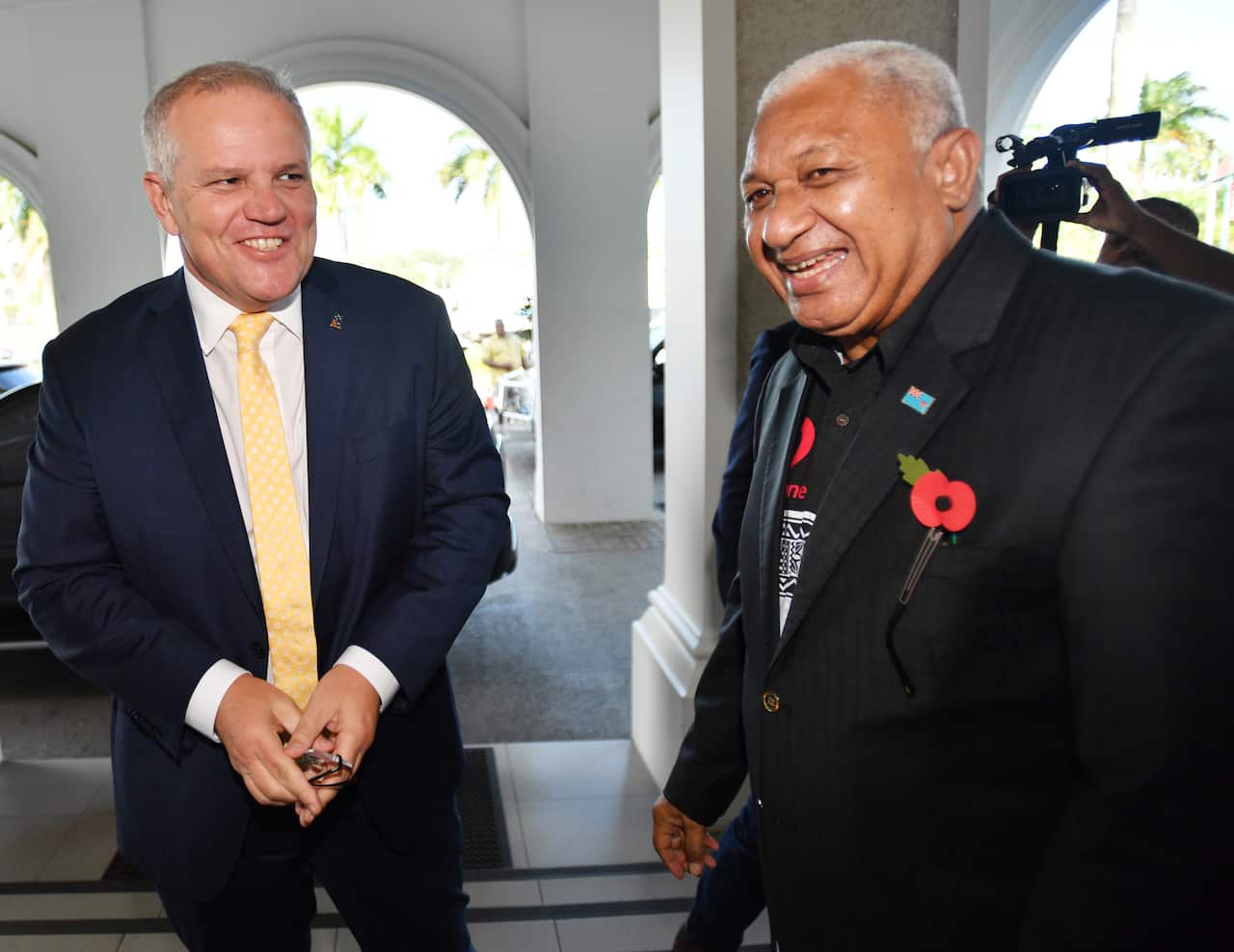 Prime Minister Scott Morrison with Fiji's Prime Minister Frank Bainimarama in October, 2019.