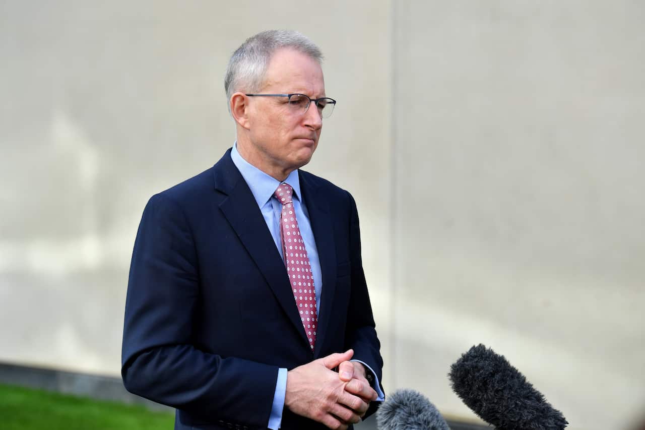 Minister for Communications Paul Fletcher at a press conference at Parliament House in Canberra, Wednesday, October 16, 2019. (AAP Image/Mick Tsikas) NO ARCHIVING