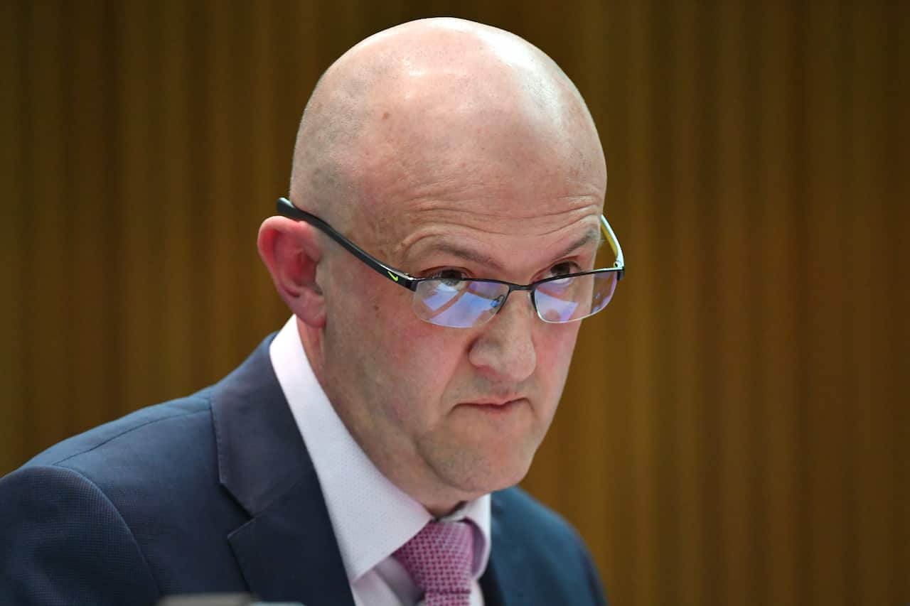 Australian Security Intelligence Organisation ASIO Director General Mike Burgess appears before a Senate Estimates hearing at Parliament House in Canberra, Monday, 21 October, 2019. (AAP Image/Mick Tsikas) NO ARCHIVING