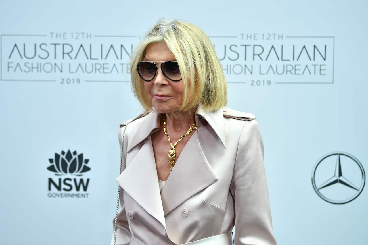 Carla Zampatti arrives at the 2019 Australian Fashion Laureate Awards at Customs House in Sydney, Wednesday, October 23, 2019. (AAP Image/Joel Carrett) NO ARCHIVING