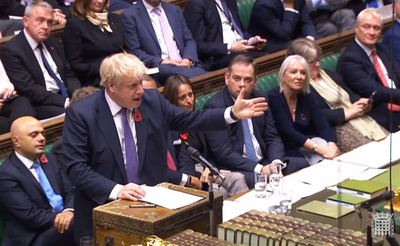 British Prime Minister Boris Johnson addressing MPs in the House of Commons in London.
