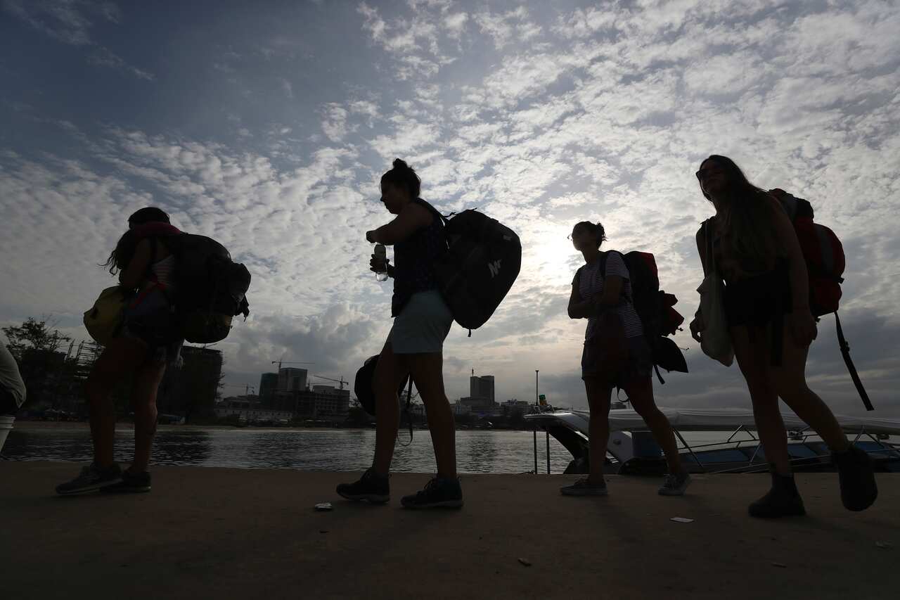 Tourists in Cambodia.