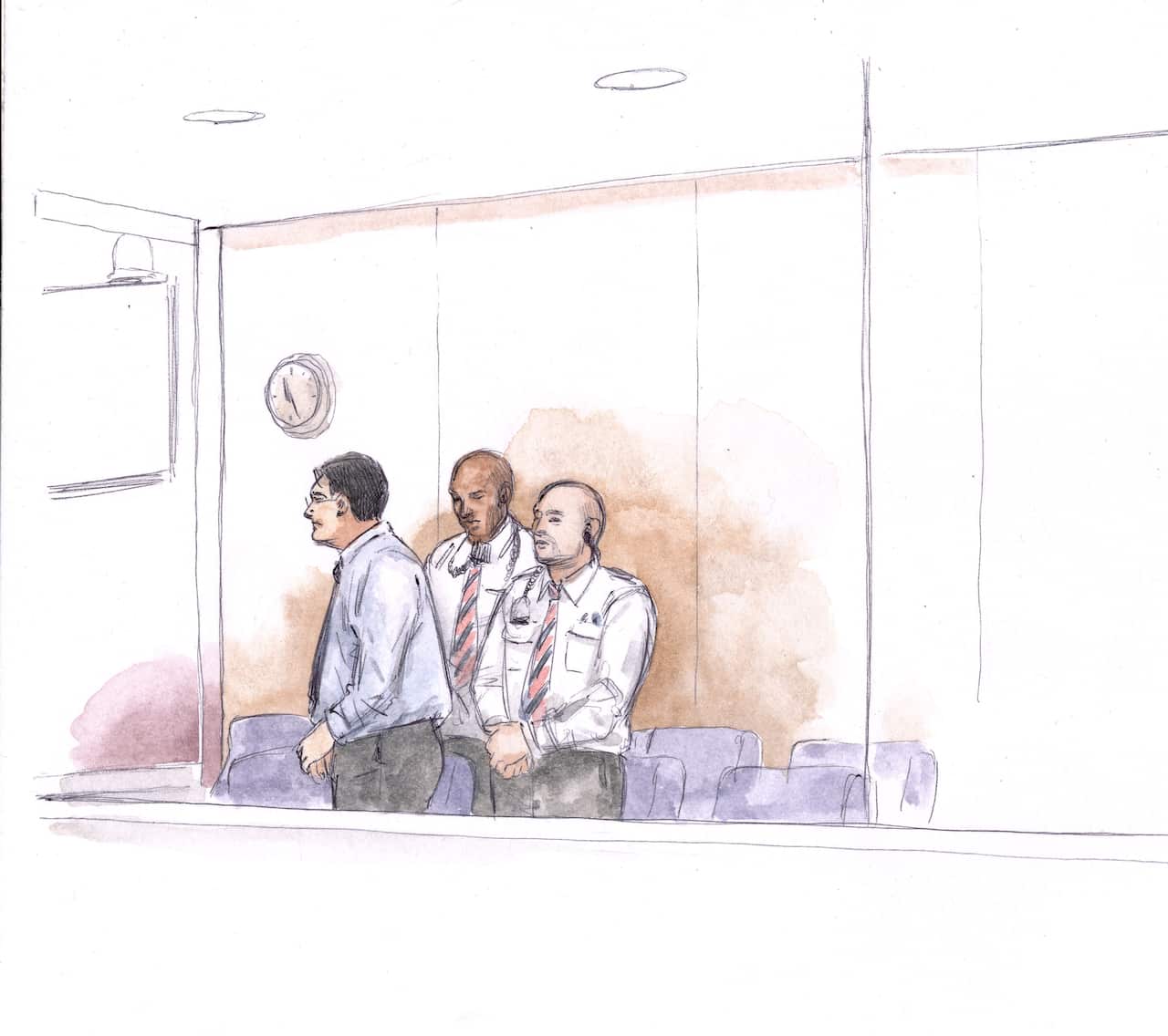 A court sketch of Bradley Robert Edwards at a final directions hearing ahead of his lengthy trial, 21 October, 2019. 