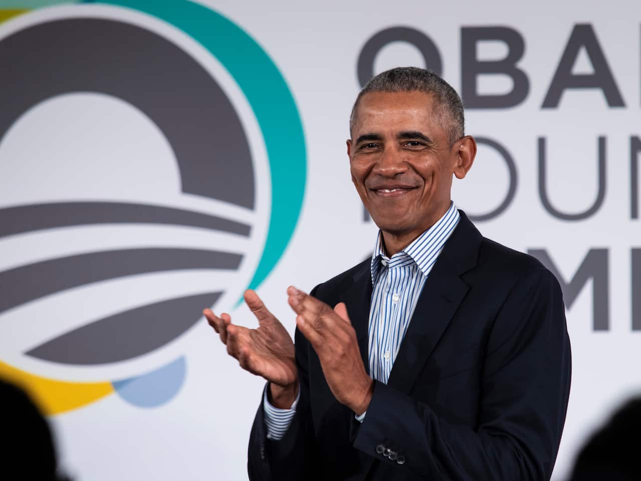 Former President Barack Obama speaks during the Obama Foundation Summit at the Illinois Institute of Technology in Chicago, Tuesday, Oct. 29, 2019. (Ashlee Rezin Garcia/Chicago Sun-Times via AP)