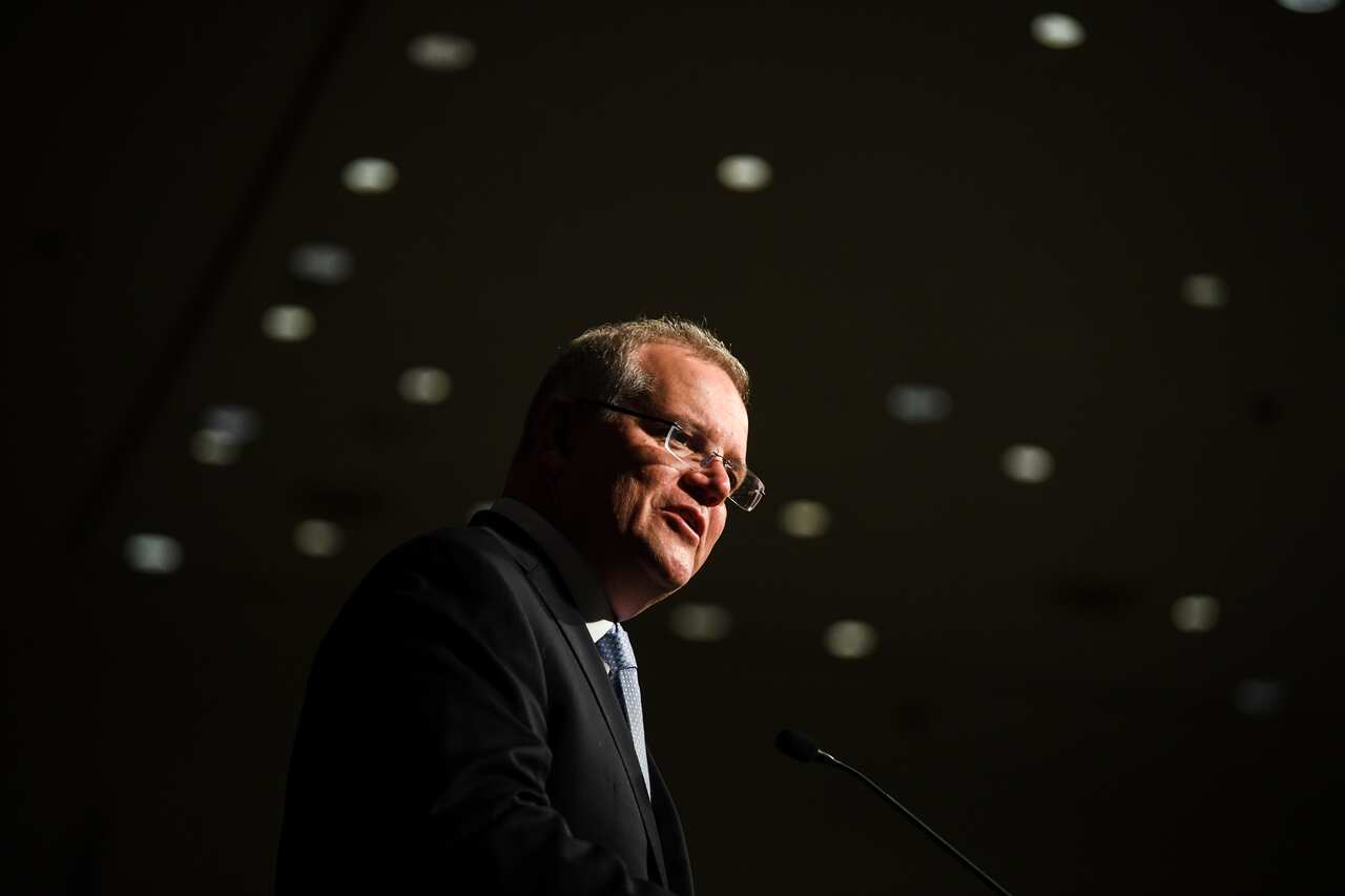 Australian Prime Minister Scott Morrison delivers a speech during a Business breakfast event during the ASEAN East Asia Summit in Bangkok.