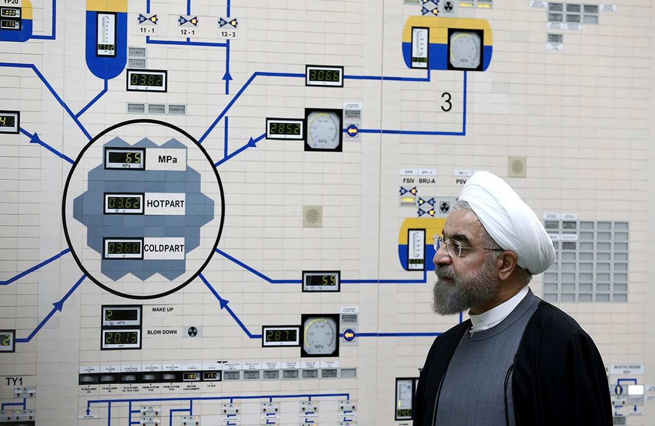 President Hassan Rouhani visits the Bushehr nuclear power plant just outside of Bushehr, Iran.