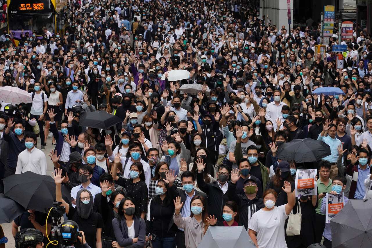 Pro-democracy protesters in Hong Kong in November.