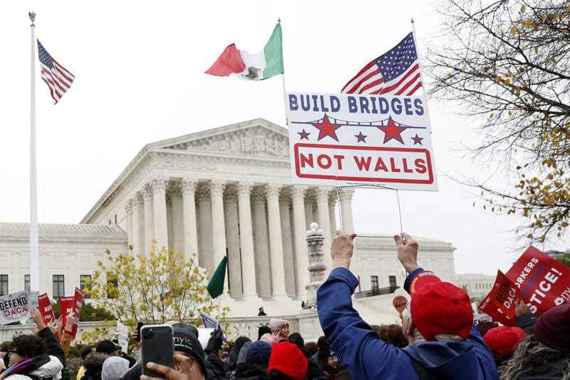 A rally outside the US Supreme Court, where oral arguments have been heard to end the Obama-era, Deferred Action for Childhood Arrivals program (DACA)