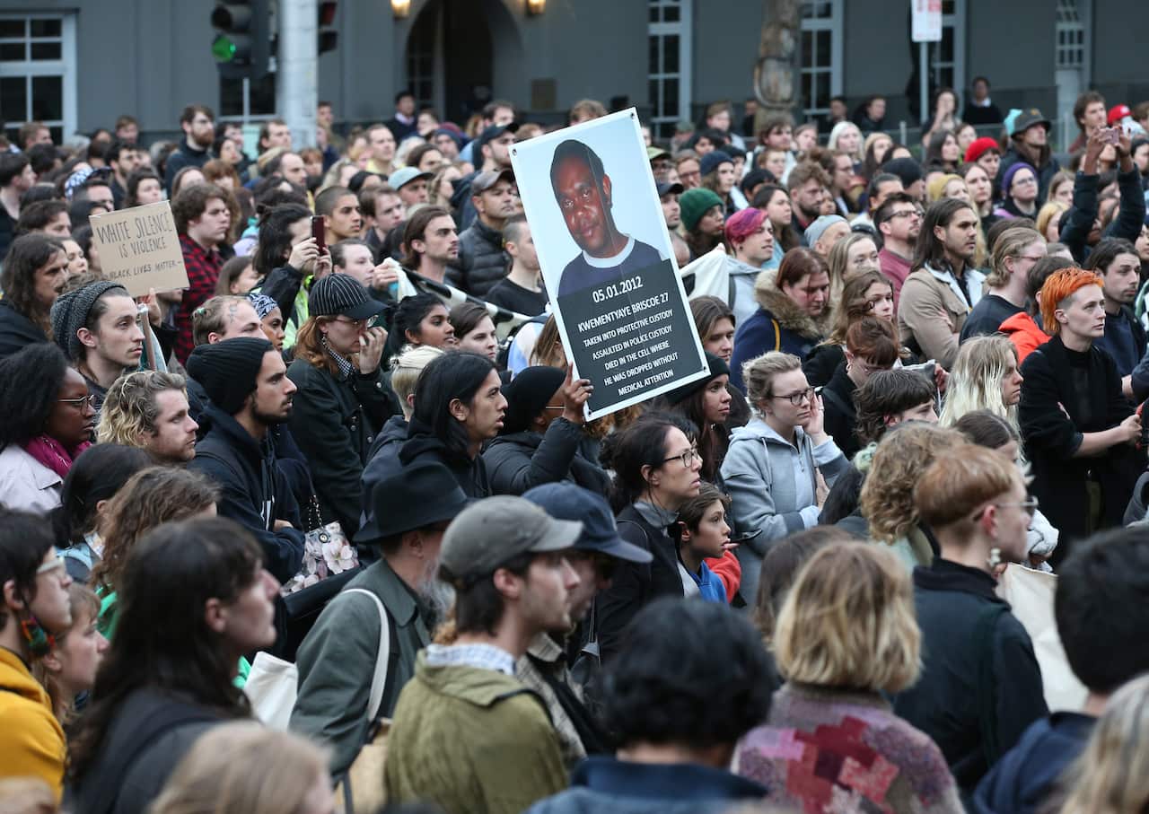 Protesters demand justice for the alleged murder of Walpiri teenager Kumanjayi Walker.  