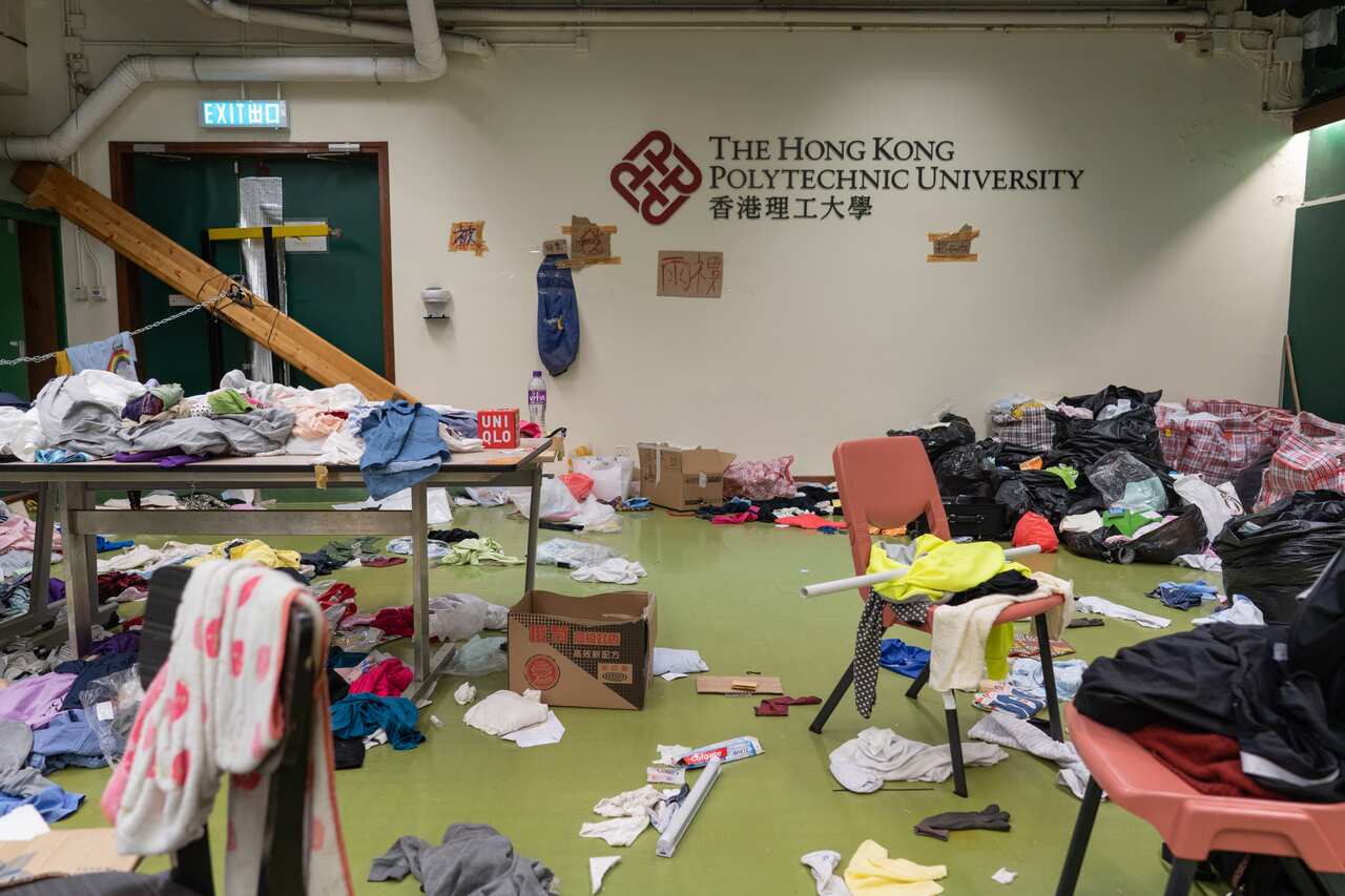 The damaged facilities inside the Polytechnic University after a three-day stand off between protesters and police.