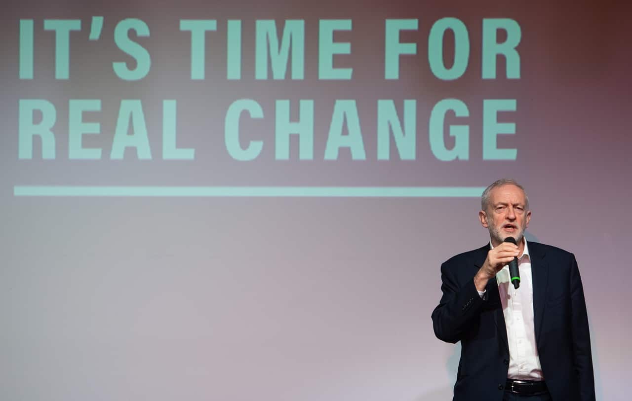 Labour Party leader Jeremy Corbyn at the launch of the party's youth manifesto.