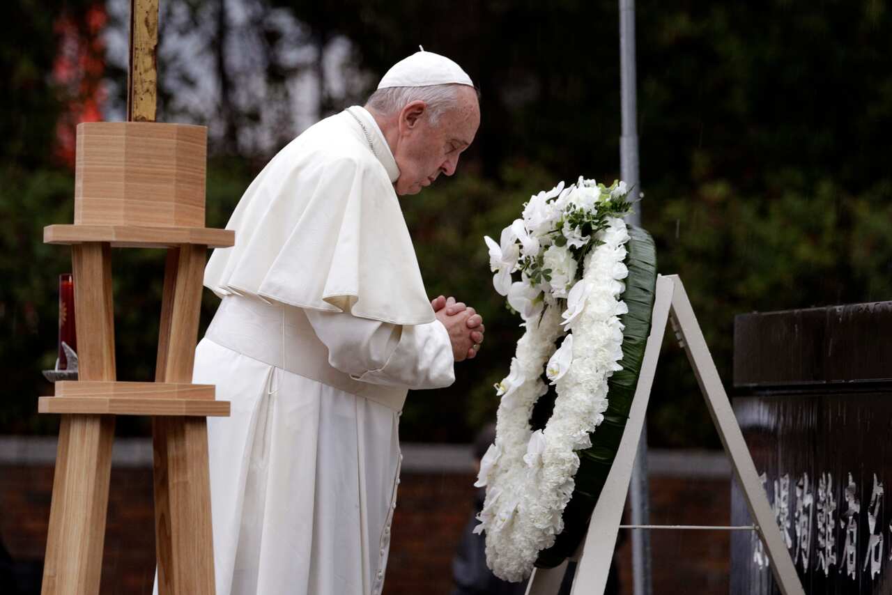 Pope Francis at the Atomic Bomb Hypocenter Park.