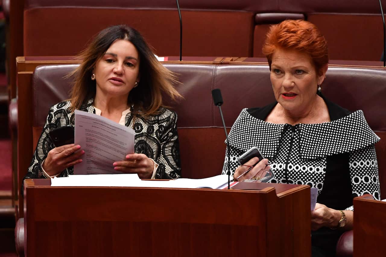 Jacqui Lambie Network Senator Jacqui Lambie and One Nation leader Senator Pauline Hanson.