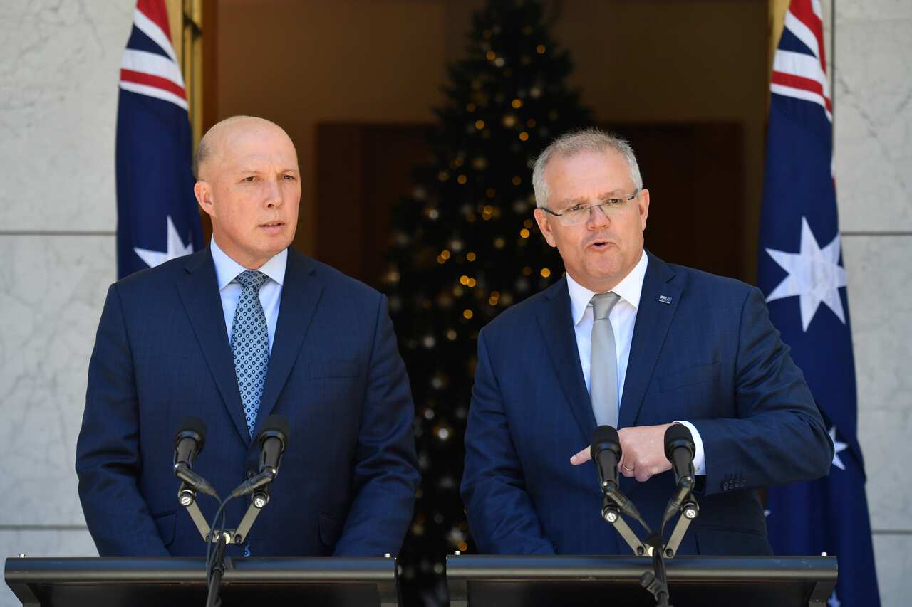 Minister for Home Affairs Peter Dutton and Prime Minister Scott Morrison.