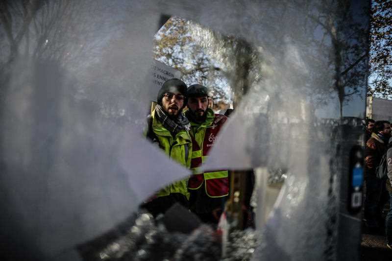 People take part in a demonstration against the pension overhauls, in Bordeaux