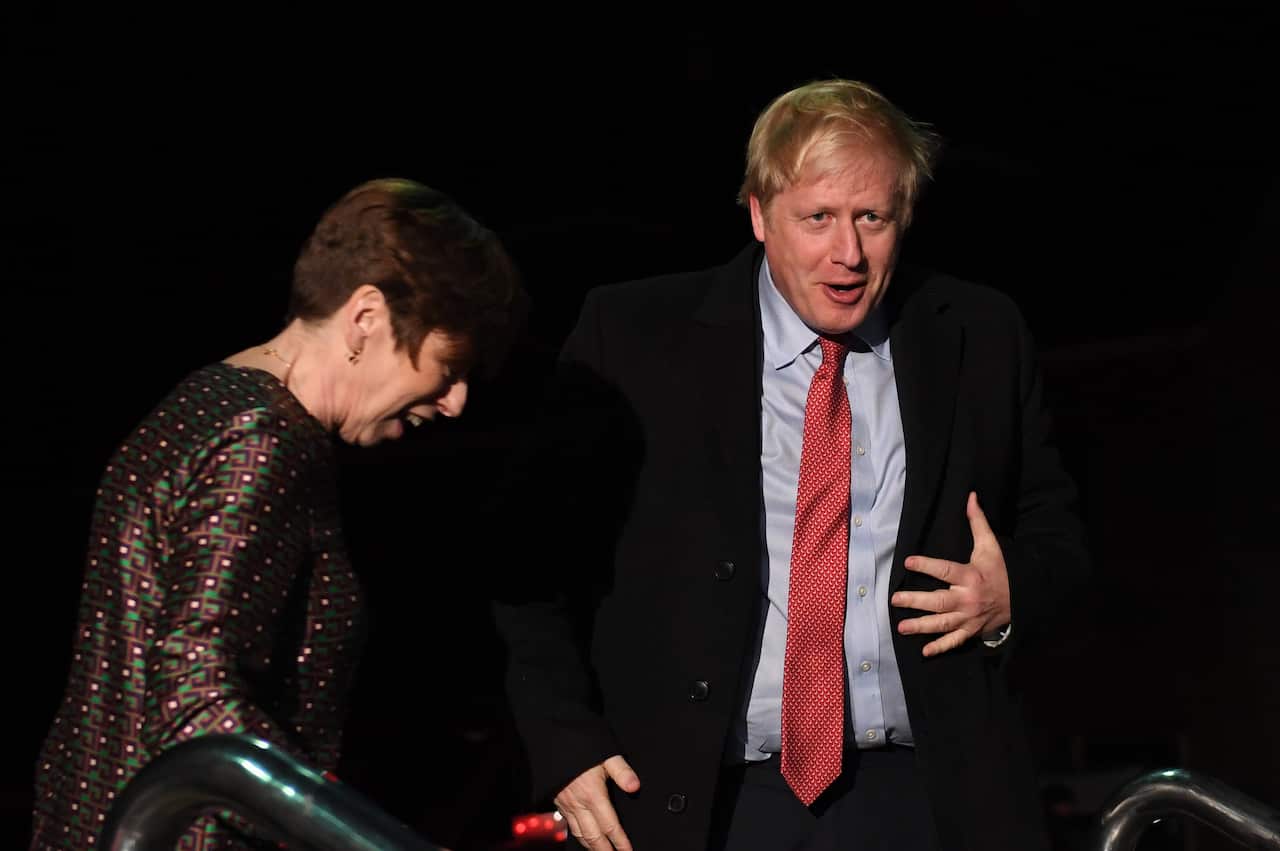 British Prime Minister Boris Johnson is seen outside the BBC Election Debate.