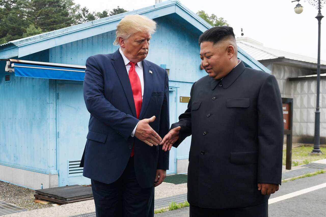 US President Donald Trump meets with North Korean leader Kim Jong Un at the border village of Panmunjom in the Demilitarized Zone, South Korea.