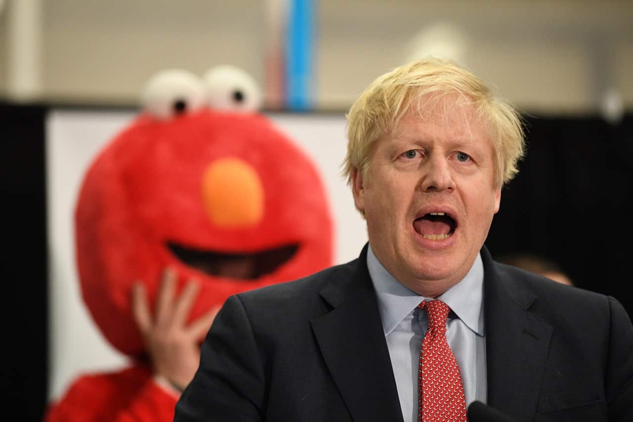 Prime Minister Boris Johnson giving his victory speech after winning the Uxbridge and Ruislip South constituency.