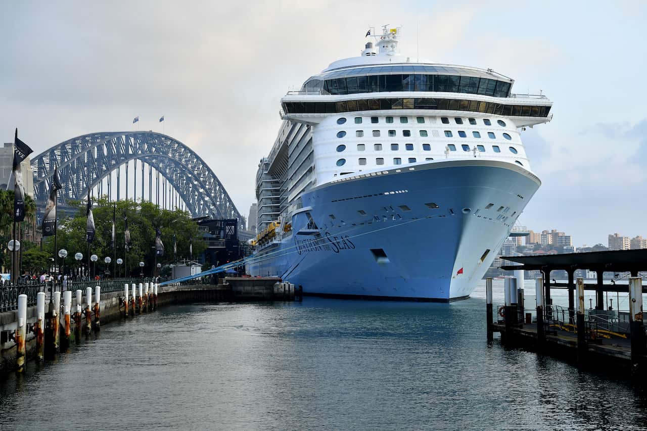 Royal Caribbean International's cruise ship Ovation of the Seas arrives in Sydney Harbour.