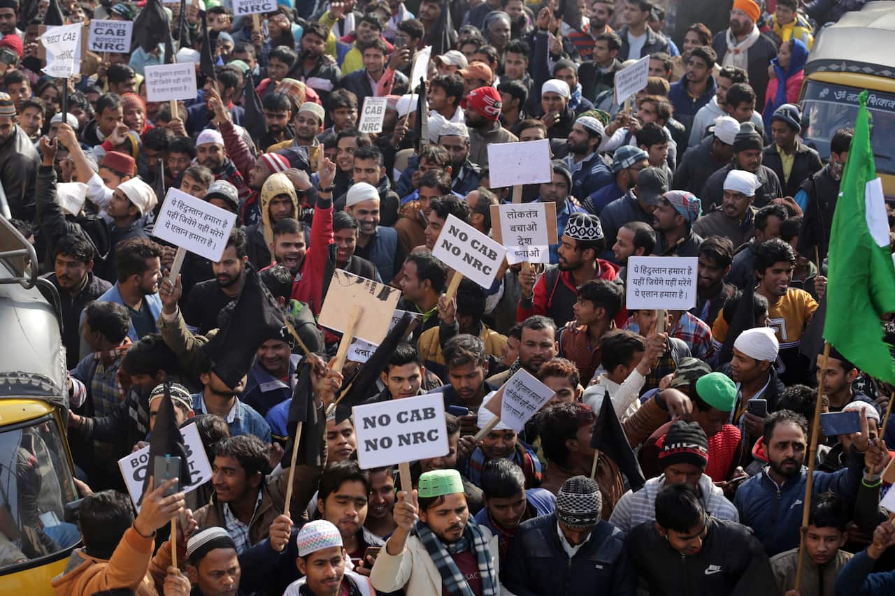 Crowds gather in Amritsar on Monday.