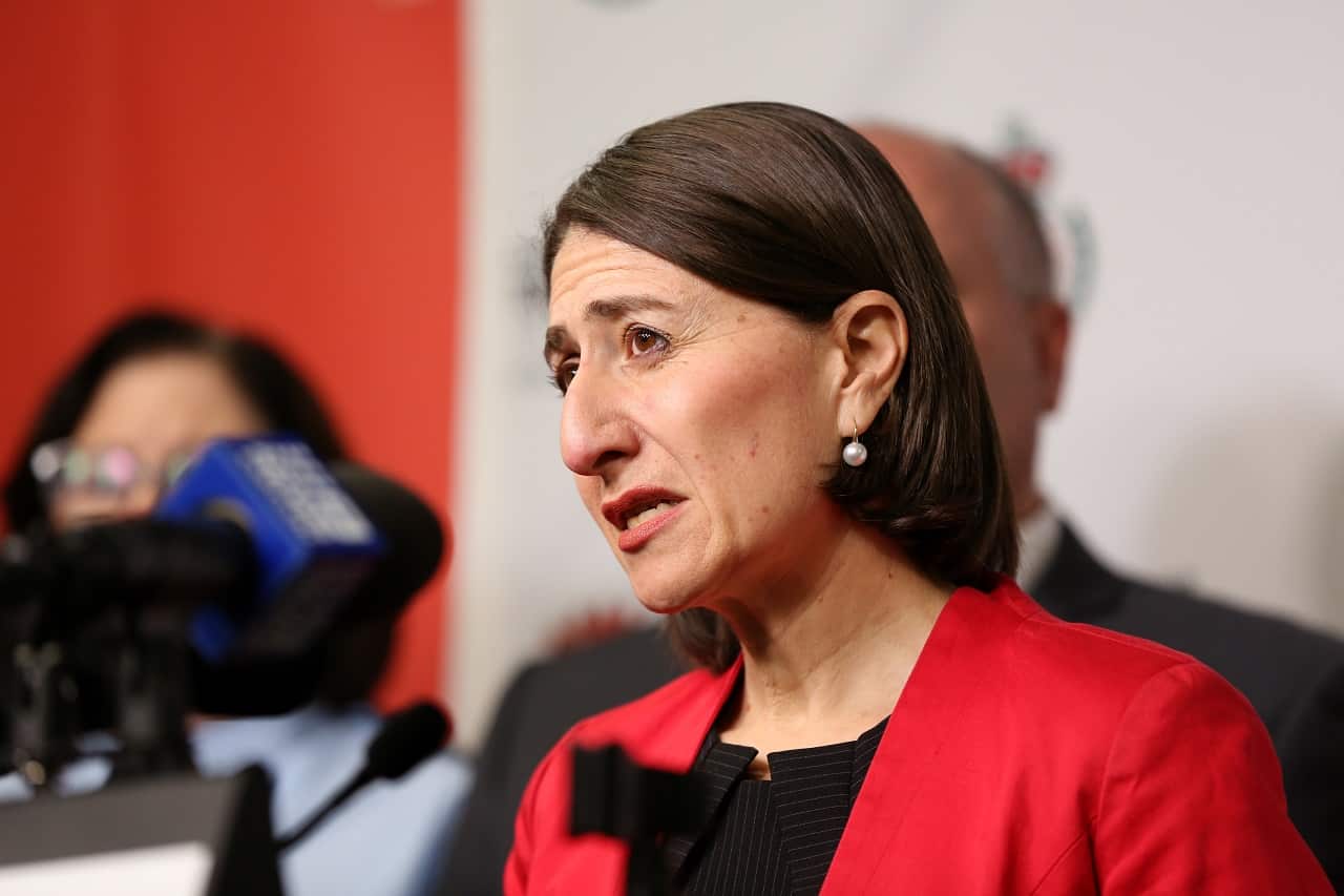 Premier Gladys Berejiklian at the Rural Fire Service headquarters in Sydney.