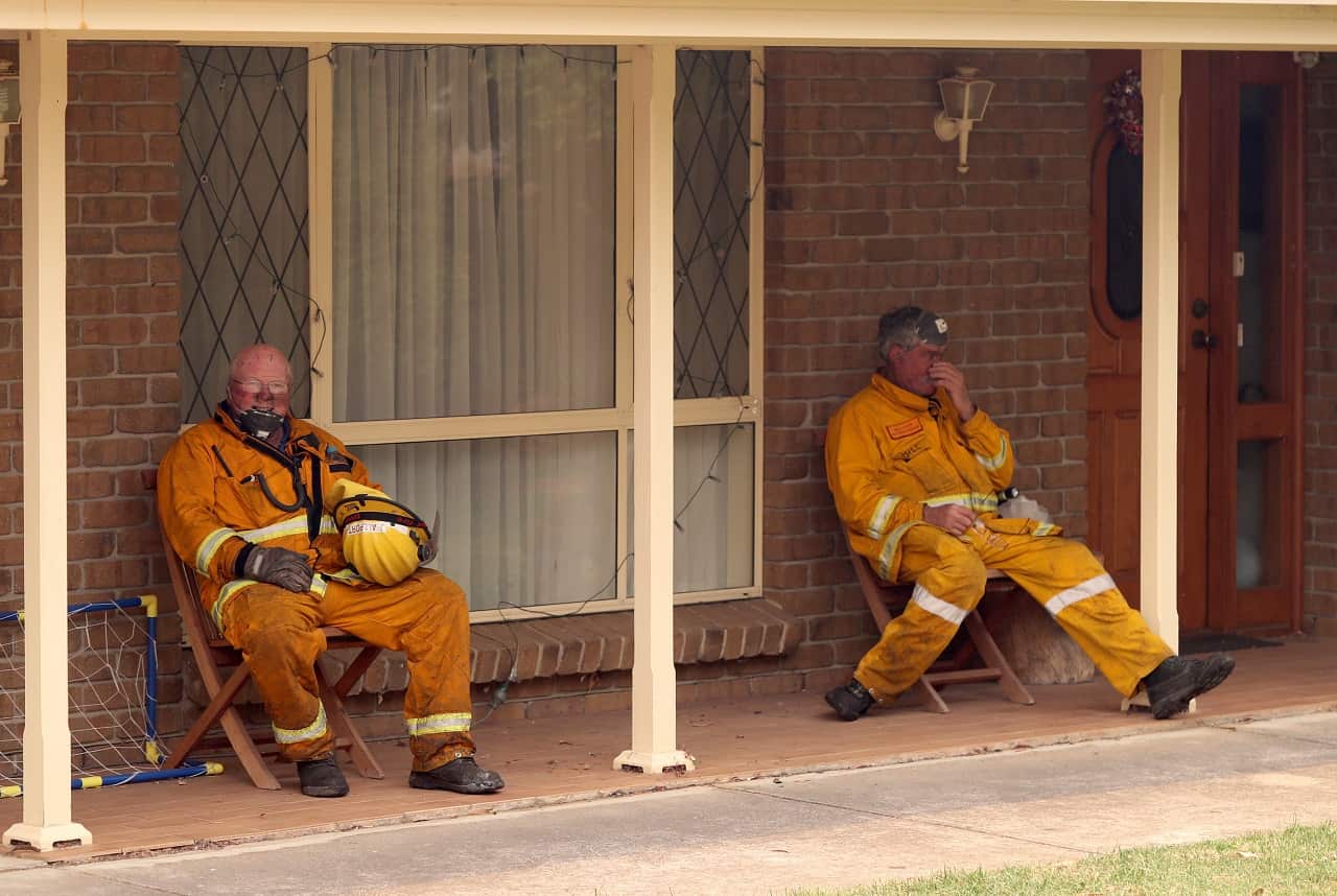 Firefighters in the Adelaide Hills on Friday.