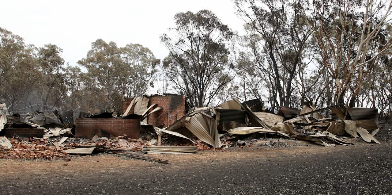 A destroyed home outside Woodside in Adelaide.