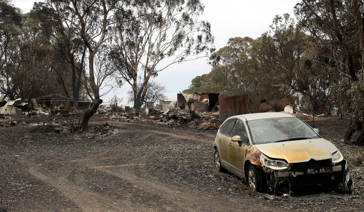 A destroyed home outside Woodside in Adelaide.