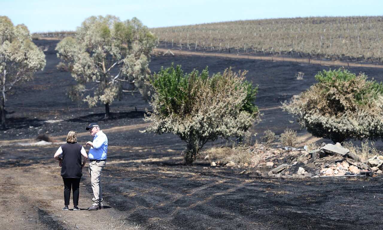 Prime Minister Scott Morrison tours fire-affected areas in South Australia.