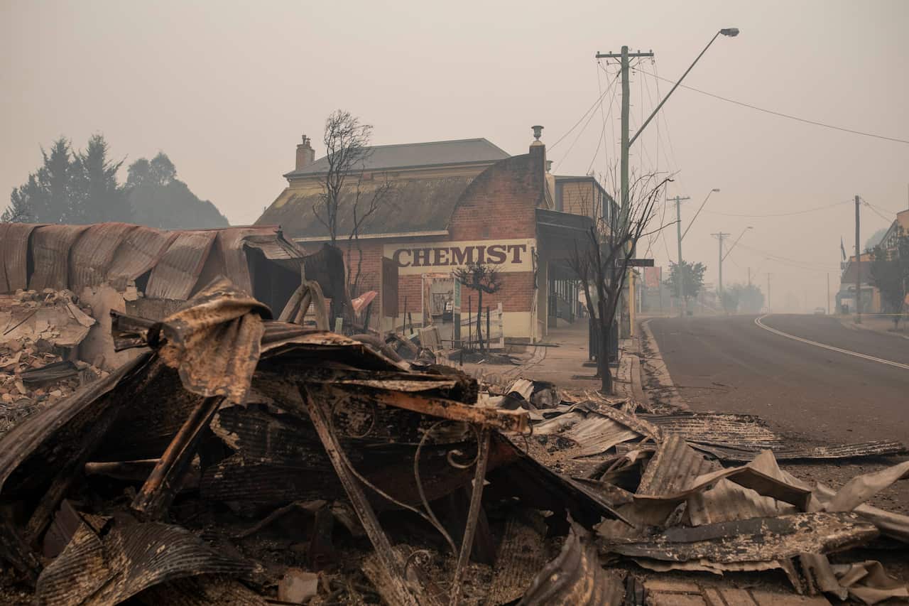 Destroyed buildings in Cobargo, NSW.